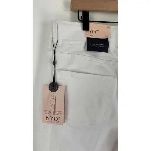 NYDJ Cool Embrace Wide Leg Denim Crop Jeans Optic White Womens Plus Size 14 New